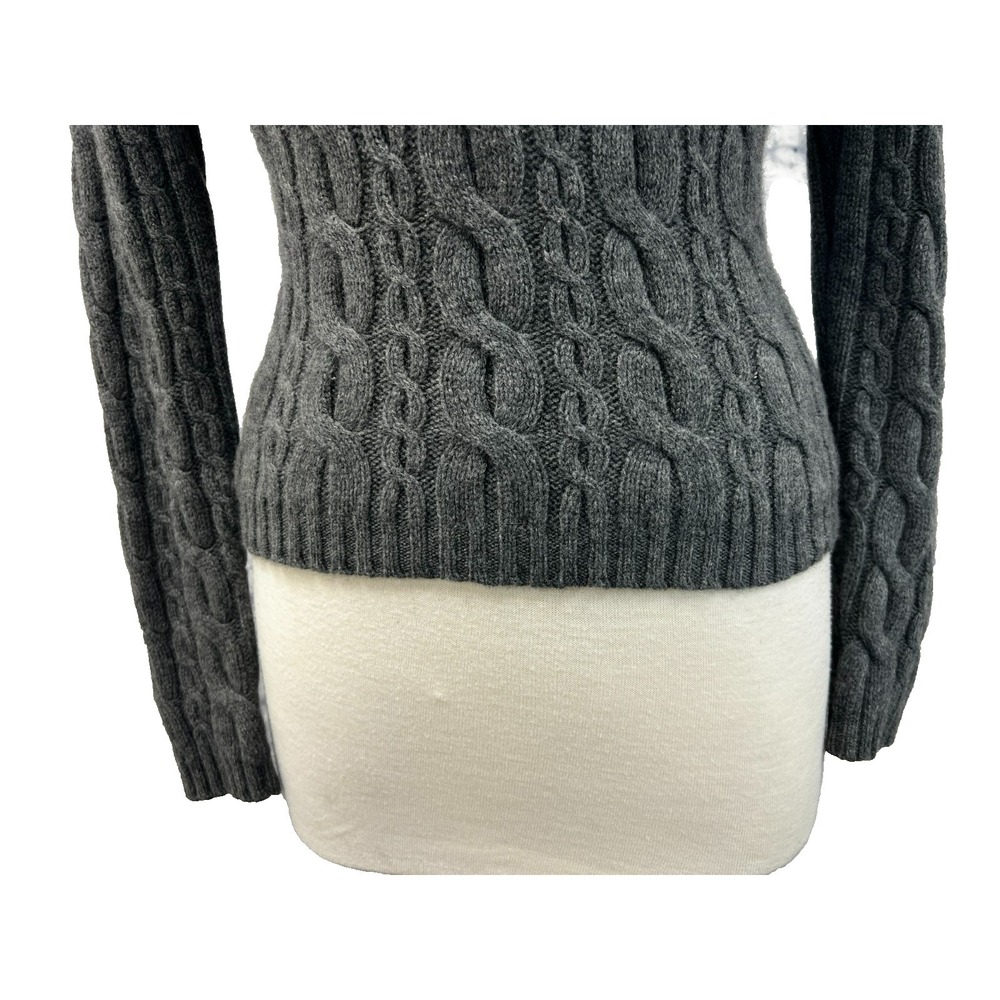 Autumn Cashmere Cable Knit Sweater Gray Pullover Turtleneck Long Sleeve SZ M - Picture 5 of 5